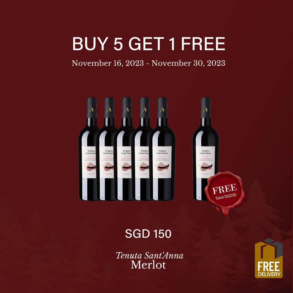 Merlot: Buy 5 Get 1 Free (Free Delivery)
